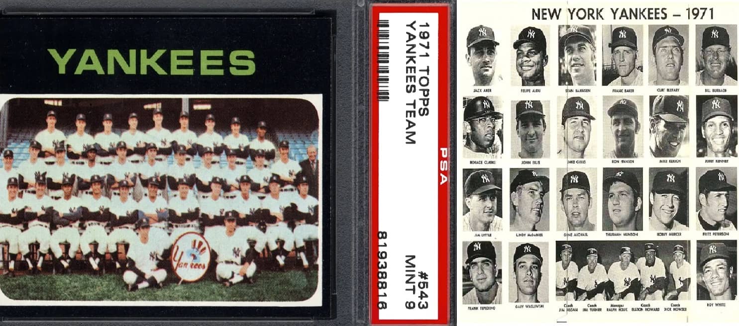 The 1971 New York Yankees featured on Topps card.
