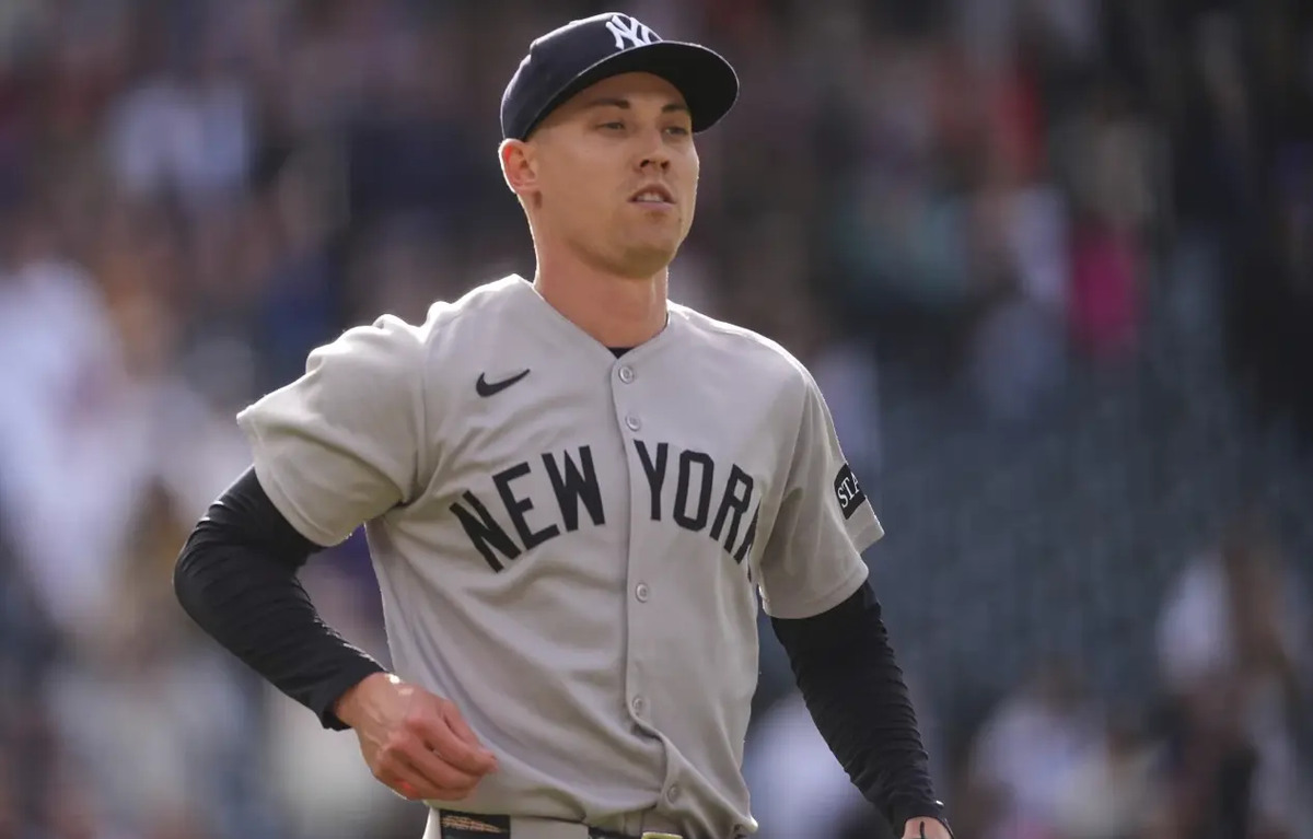 New York Yankees relief pitcher Luke Weaver reacts after getting Colorado Rockies’ Hunter Goodman for the final out of a baseball game Sunday, May 25, 2025, in Denver.