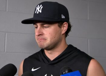 Cam Schlittler speaks after the Yankees' 5-2 ALDS loss to the Rays, Tampa, October 5, 2026.